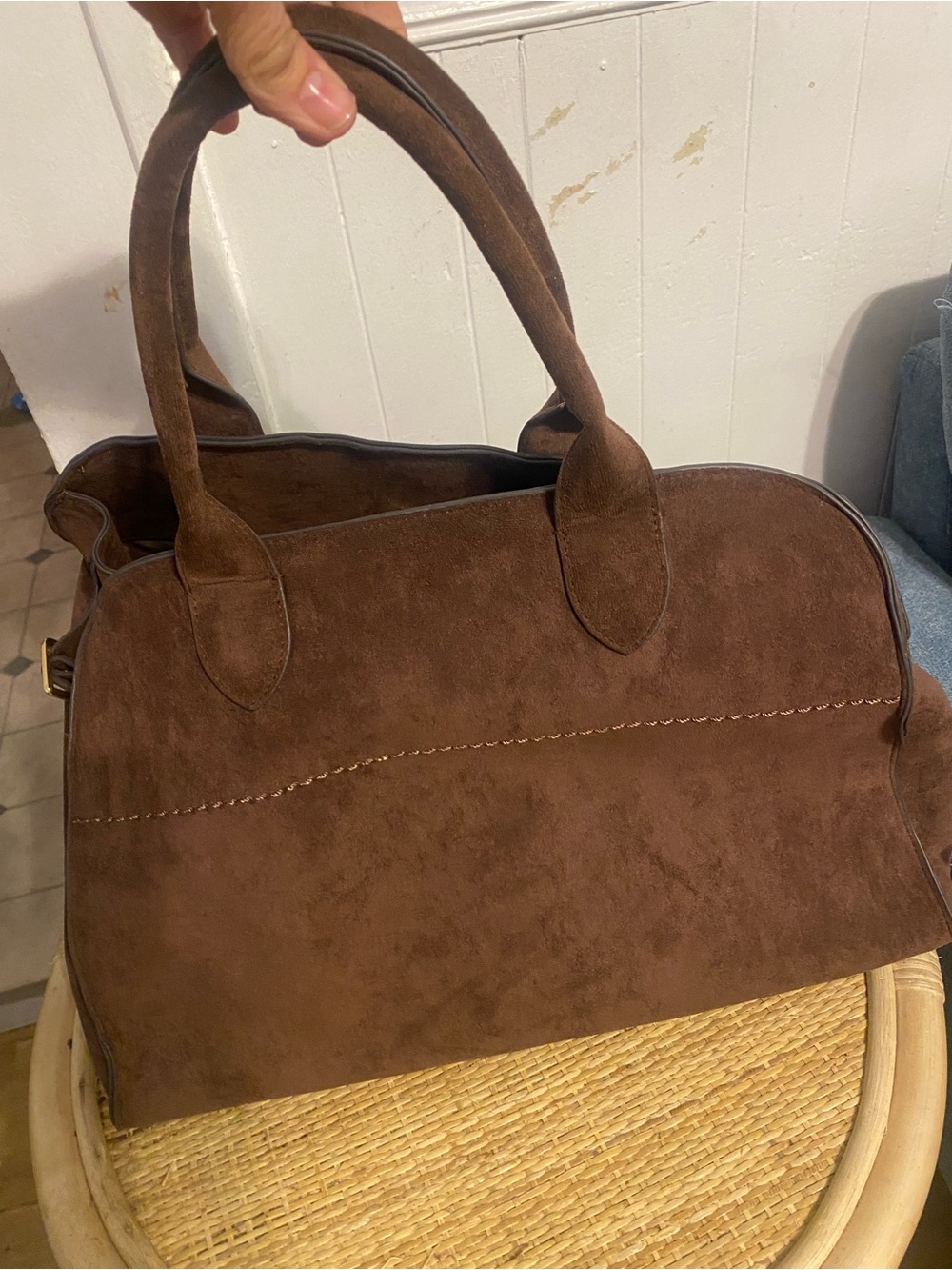 Brown Suede Tote Bag